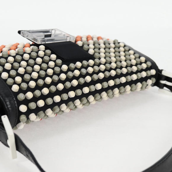 FENDI Mamma Baguette Shoulder Bag Nylon Black Gold Auth 119240SM