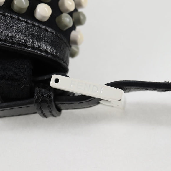 FENDI Mamma Baguette Shoulder Bag Nylon Black Gold Auth 119240SM