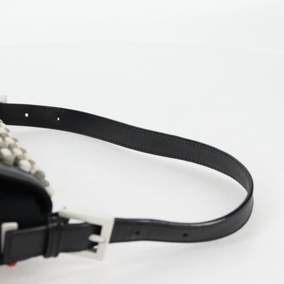 FENDI Mamma Baguette Shoulder Bag Nylon Black Gold Auth 119240SM