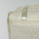 FENDI Zucchino Canvas Hand Bag Silver Auth 119320-14