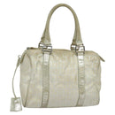 FENDI Zucchino Canvas Hand Bag Silver Auth 119320-13