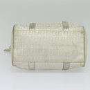 FENDI Zucchino Canvas Hand Bag Silver Auth 119320-5