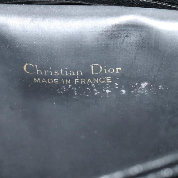 Christian Dior Chain Shoulder Bag Leather Navy Gold Auth 119333