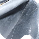 Christian Dior Chain Shoulder Bag Leather Navy Gold Auth 119333-18