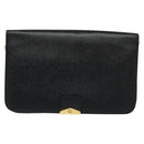 Christian Dior Chain Shoulder Bag Leather Navy Gold Auth 119333-13