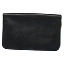 Christian Dior Chain Shoulder Bag Leather Navy Gold Auth 119333-2