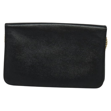 Christian Dior Chain Shoulder Bag Leather Navy Gold Auth 119333 - 0