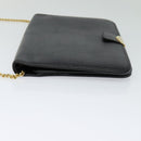 Christian Dior Chain Shoulder Bag Leather Navy Gold Auth 119333-3