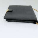 Christian Dior Chain Shoulder Bag Leather Navy Gold Auth 119333-4