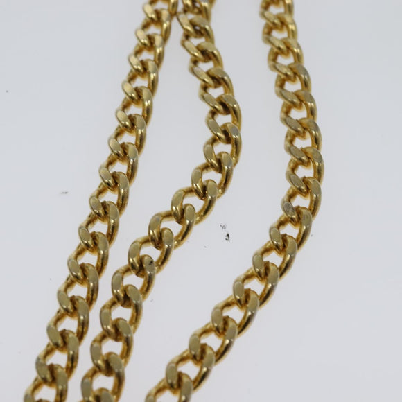 Christian Dior Chain Shoulder Bag Leather Navy Gold Auth 119333