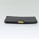 Christian Dior Chain Shoulder Bag Leather Navy Gold Auth 119333-5