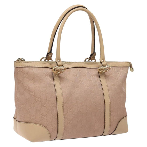 GUCCI GG Canvas Lovely Hand Bag Pink Gold 257069 Auth 119334