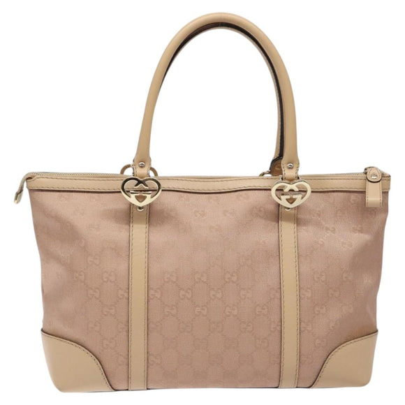 GUCCI GG Canvas Lovely Hand Bag Pink Gold 257069 Auth 119334