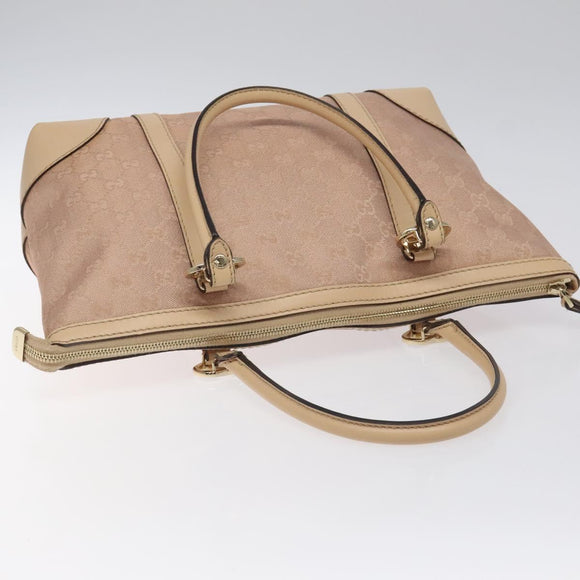GUCCI GG Canvas Lovely Hand Bag Pink Gold 257069 Auth 119334