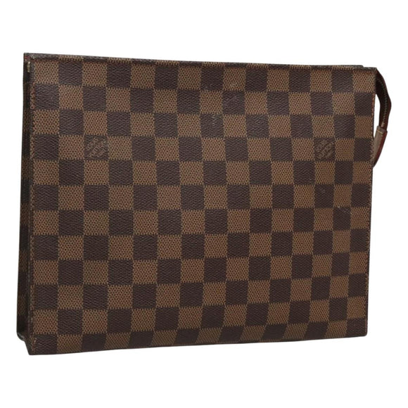LOUIS VUITTON Damier Ebene Poche Toilette 26 Pouch N47543 LV Auth 119346