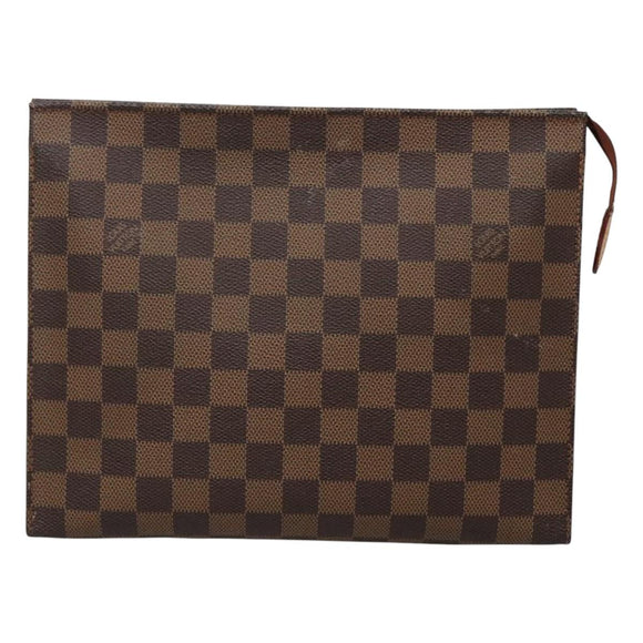 LOUIS VUITTON Damier Ebene Poche Toilette 26 Pouch N47543 LV Auth 119346