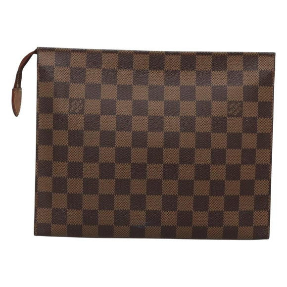 LOUIS VUITTON Damier Ebene Poche Toilette 26 Pouch N47543 LV Auth 119346