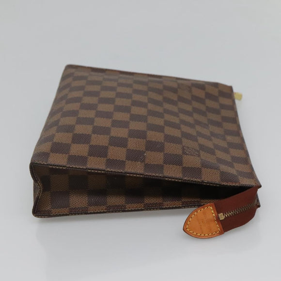 LOUIS VUITTON Damier Ebene Poche Toilette 26 Pouch N47543 LV Auth 119346