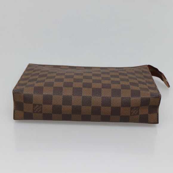 LOUIS VUITTON Damier Ebene Poche Toilette 26 Pouch N47543 LV Auth 119346