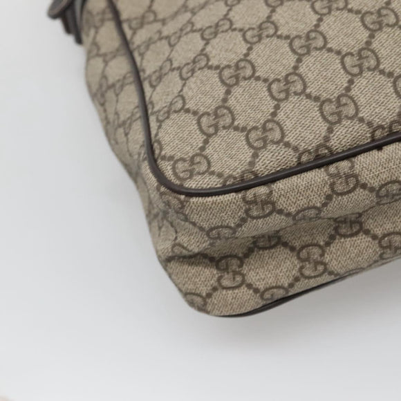 GUCCI GG Supreme Shoulder Bag PVC Leather Beige Gold 201448 Auth 119359