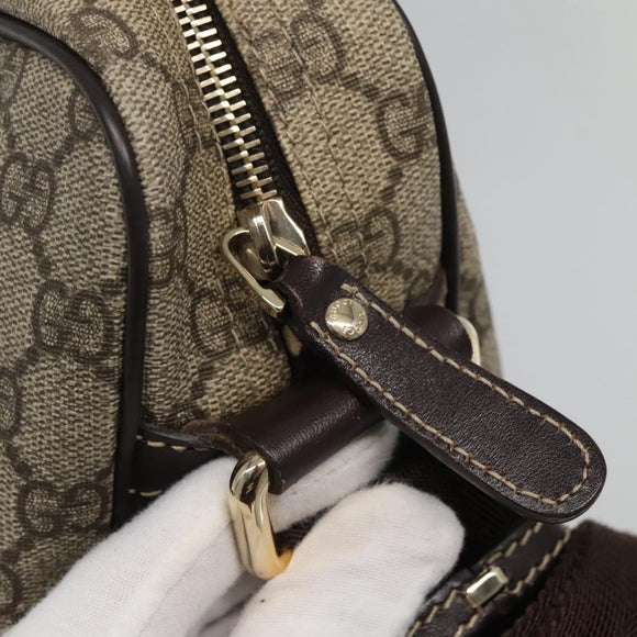 GUCCI GG Supreme Shoulder Bag PVC Leather Beige Gold 201448 Auth 119359