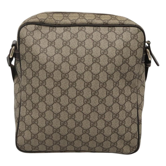 GUCCI GG Supreme Shoulder Bag PVC Leather Beige Gold 201448 Auth 119359