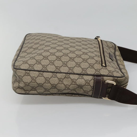 GUCCI GG Supreme Shoulder Bag PVC Leather Beige Gold 201448 Auth 119359