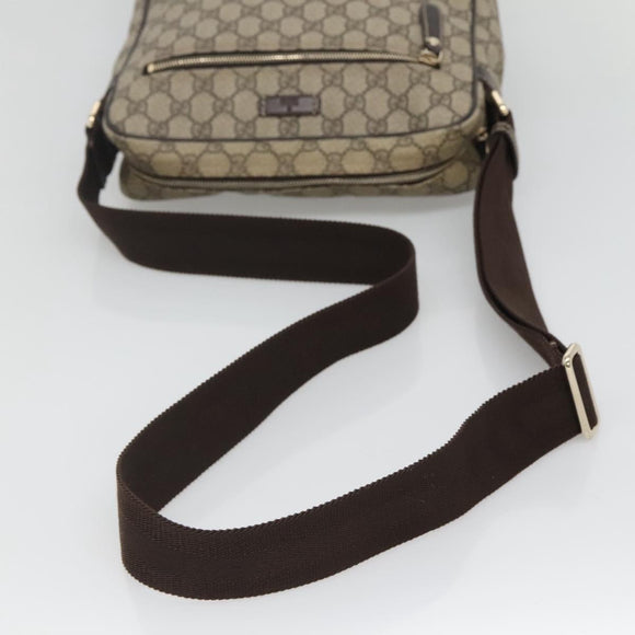 GUCCI GG Supreme Shoulder Bag PVC Leather Beige Gold 201448 Auth 119359