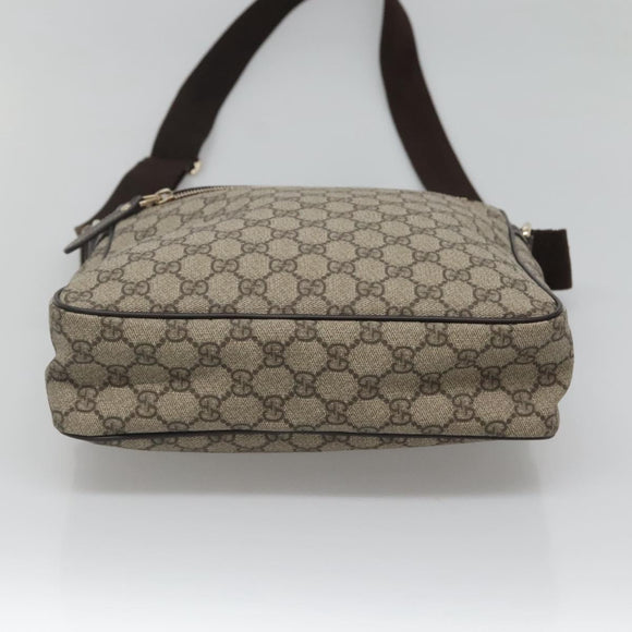 GUCCI GG Supreme Shoulder Bag PVC Leather Beige Gold 201448 Auth 119359