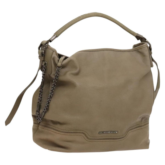 BURBERRY Shoulder Bag Leather Beige Auth 119364