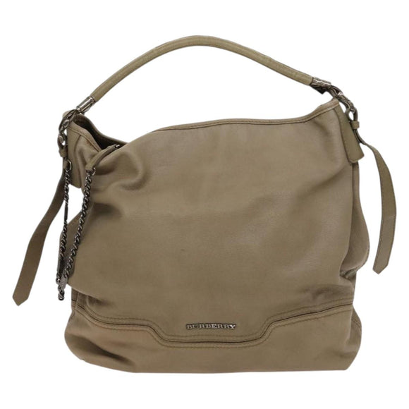 BURBERRY Shoulder Bag Leather Beige Auth 119364