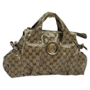 GUCCI GG Crystal Hand Bag Coated Canvas Brown Gold 197020 Auth 119369-1