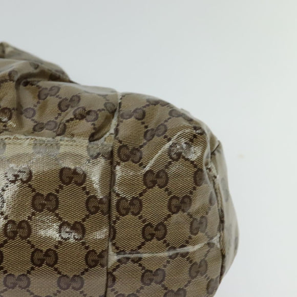 GUCCI GG Crystal Hand Bag Coated Canvas Brown Gold 197020 Auth 119369