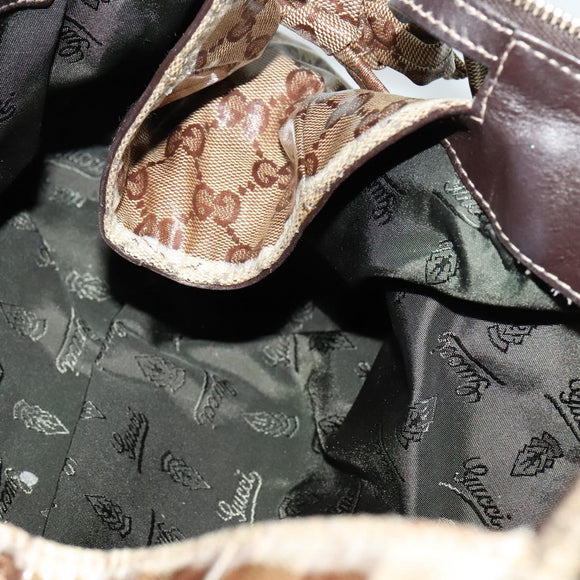GUCCI GG Crystal Hand Bag Coated Canvas Brown Gold 197020 Auth 119369
