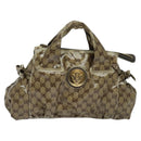 GUCCI GG Crystal Hand Bag Coated Canvas Brown Gold 197020 Auth 119369-13