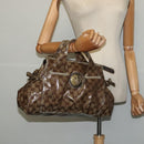 GUCCI GG Crystal Hand Bag Coated Canvas Brown Gold 197020 Auth 119369-20