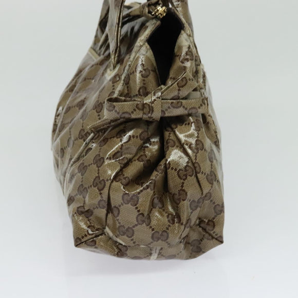 GUCCI GG Crystal Hand Bag Coated Canvas Brown Gold 197020 Auth 119369
