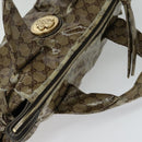 GUCCI GG Crystal Hand Bag Coated Canvas Brown Gold 197020 Auth 119369-6