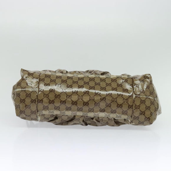 GUCCI GG Crystal Hand Bag Coated Canvas Brown Gold 197020 Auth 119369