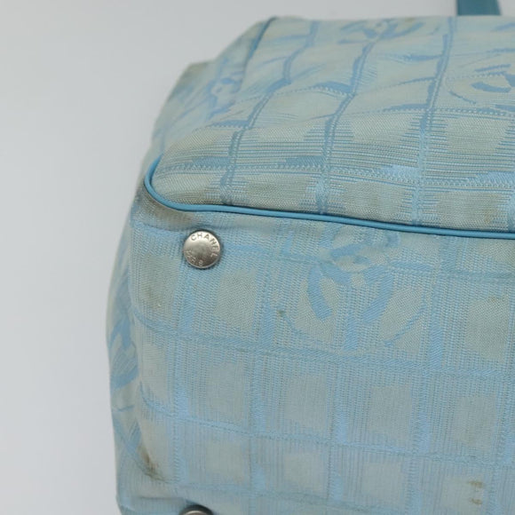 CHANEL New Travel line Tote Bag Nylon Light Blue CC Auth 119372