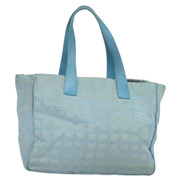 CHANEL New Travel line Tote Bag Nylon Light Blue CC Auth 119372