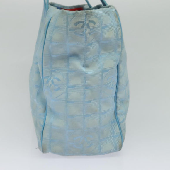 CHANEL New Travel line Tote Bag Nylon Light Blue CC Auth 119372