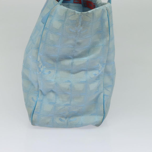 CHANEL New Travel line Tote Bag Nylon Light Blue CC Auth 119372