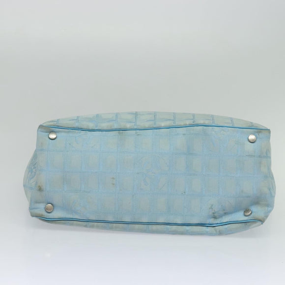 CHANEL New Travel line Tote Bag Nylon Light Blue CC Auth 119372