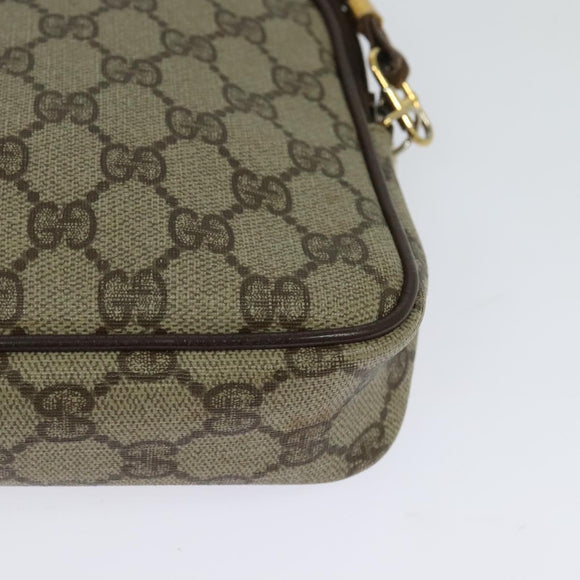 GUCCI GG Supreme Shoulder Bag PVC Leather Beige Gold Auth 119374