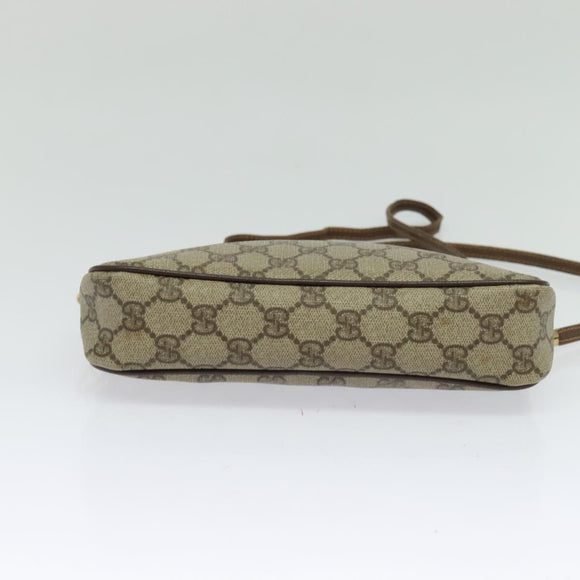 GUCCI GG Supreme Shoulder Bag PVC Leather Beige Gold Auth 119374