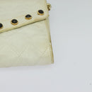CHANEL Matelasse Chain Shoulder Bag Lamb Skin White CC Auth 119388-14