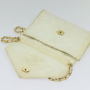 CHANEL Matelasse Chain Shoulder Bag Lamb Skin White CC Auth 119388-10