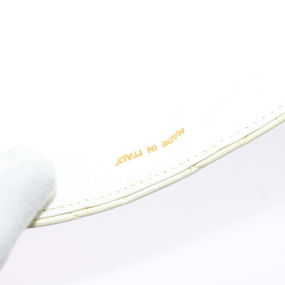 CHANEL Matelasse Chain Shoulder Bag Lamb Skin White CC Auth 119388