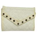 CHANEL Matelasse Chain Shoulder Bag Lamb Skin White CC Auth 119388-13
